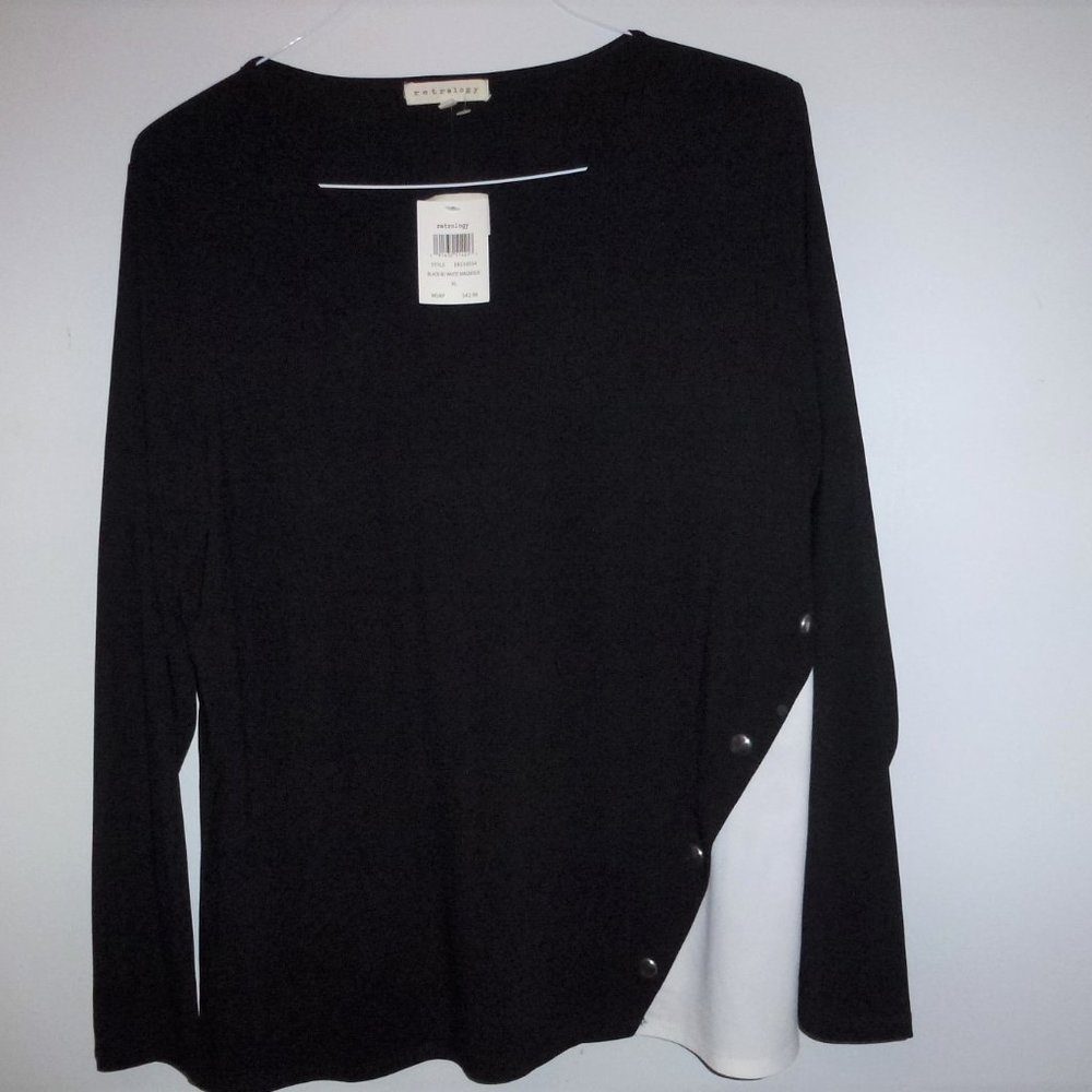 Retrology NWT Black White Color Block Tunic XL